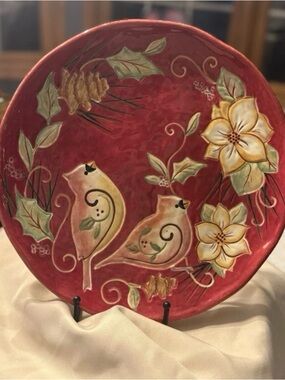 Susan Winget Cardinal Christmas Plate Certified International Holiday Decor